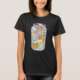 Camiseta Um pote de felicidade Pote cheio de gatos Desenho