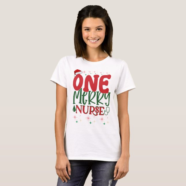Camiseta Um presente de Natal para Enfermeira de Feliz (Frente Completa)