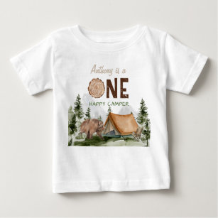 Camiseta Um primeiro aniversario Feliz do Urso da Floresta 