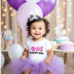 Camiseta Um primeiro aniversario Gal Feliz, Rosa Smiley<br><div class="desc">Estamos sempre a adicionar novas designs semanais!</div>