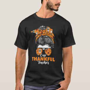 Camiseta Um professor agradecido Messy Bun Pumpkin Obrigado
