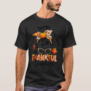 Camiseta Um professor agradecido Messy Bun Pumpkin Obrigado
