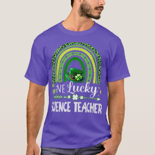 Camiseta Um Professor de Ciência Sortuda, Leopard Rainbow R