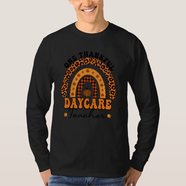 Camiseta Um Professor de Creche Grato Leopardo Arco-íris Ob (Frente)