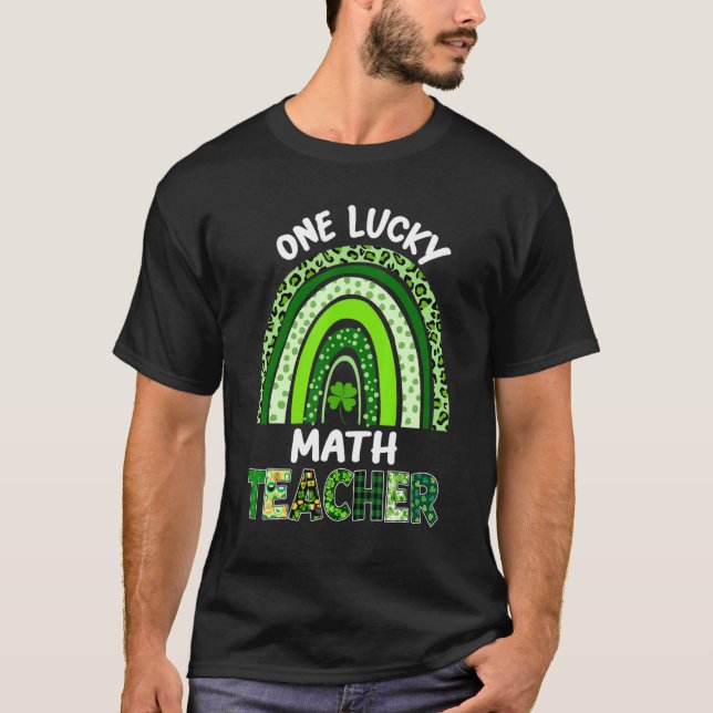 Camiseta Um professor de matemática sortudo Rainbow Leopard (Frente)