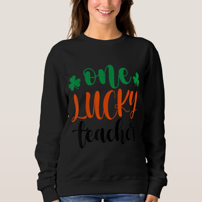 Camiseta Um professor de sorte Dia de São Patrício Shamrock (Frente)
