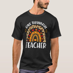 Camiseta Um Professor Grato Dia de Ação de Graças Arco-íris