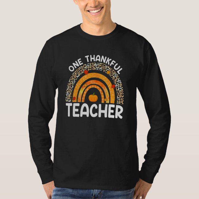 Camiseta Um Professor Grato Leopardo Arco-íris Outono Dia d (Frente)