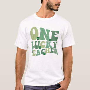 Camiseta Um Professor Sortudo Dia de São Patrício Retro Gro