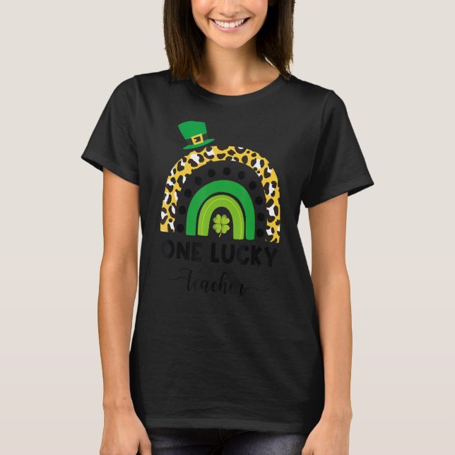 Camiseta Um Professor Sortudo, Leopard Imprime Rua Arco-Íri (Frente)