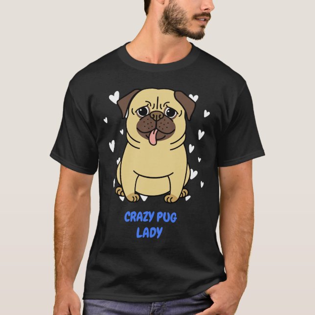 Camiseta um pug bonito . vida de pug. Longo  786 (Frente)
