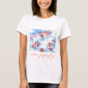 Camiseta um rebanho feliz de porcos do vôo