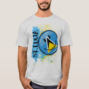 Camiseta Um respingo da bandeira de sorriso de St Lucia