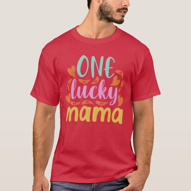 Camiseta Um retrato Dia de as mães da mamãe sortuda (Frente)