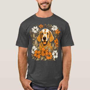 Camiseta Um Retriever de Ouro rodeado de lírios ilustra