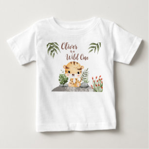 Camiseta Um Safari de Animais Selvagens Fofos para o 1º Ani