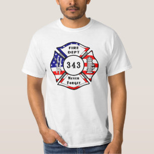 Camiseta Um sapador-bombeiro 9/11 nunca esquece 343