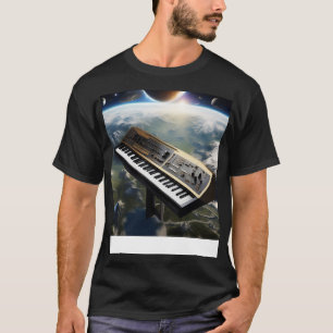 Camiseta Um Sintetizador Voando Acima Da Terra