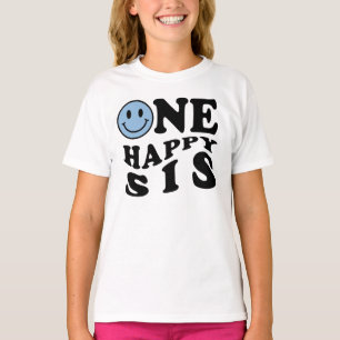 Camiseta Um Sis Feliz   Azul Correspondente Um Aniversário 