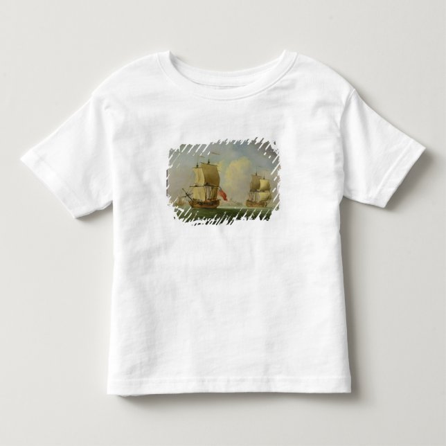 Camiseta Um Sloop inglês e uma fragata em uma brisa clara ( (Frente)