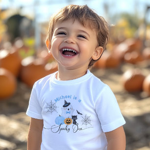 Camiseta Um Spooky Aniversário de Halloween azul Boo