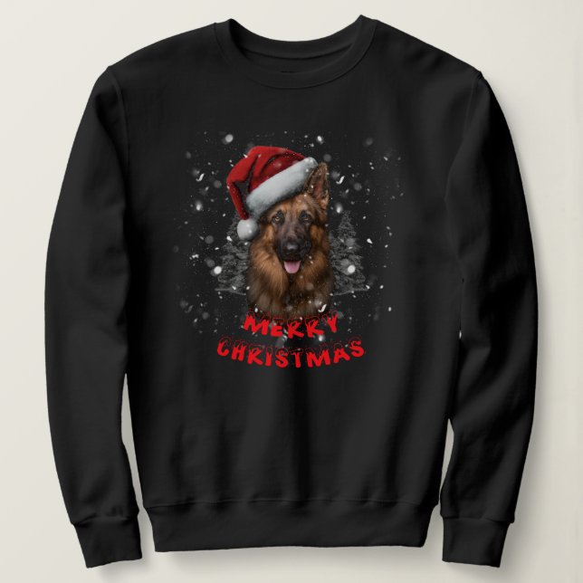 Camiseta Um suor de Natal feliz German shepherd. (Frente do Design)