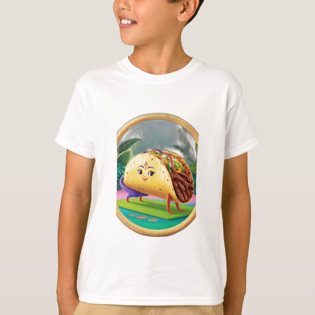 Camiseta Um taco fazendo yoga. (Frente)