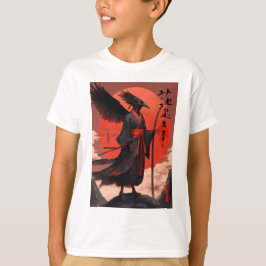 Camiseta Um tengu com corpo vermelho escarlate