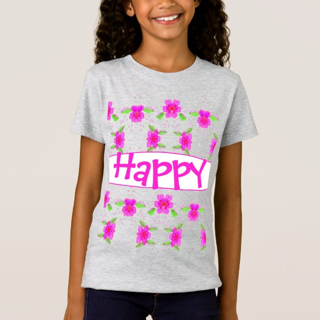 Camiseta Um Teto Feliz Rosa Brilhante (Frente)