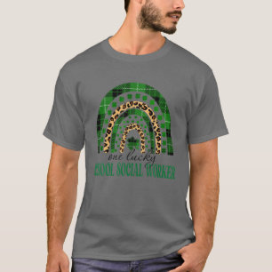 Camiseta Um Trabalhador Social Da Escola Sortudo Rainbow Le