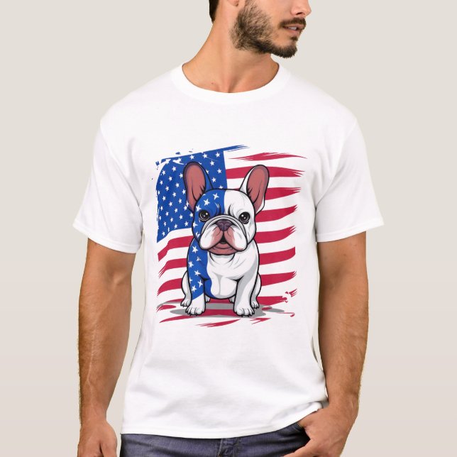 Camiseta Um tutor francês com bandeira americana (Frente)