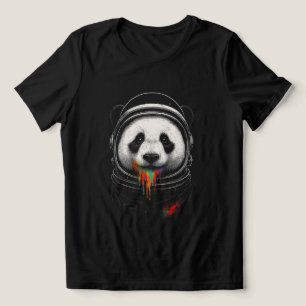 Camiseta Um urso panda preto e branco vestindo um traje esp