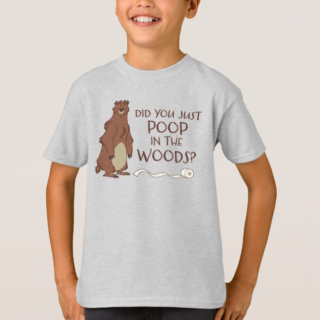 Camiseta Um Urso Popa Na Floresta? (Frente)