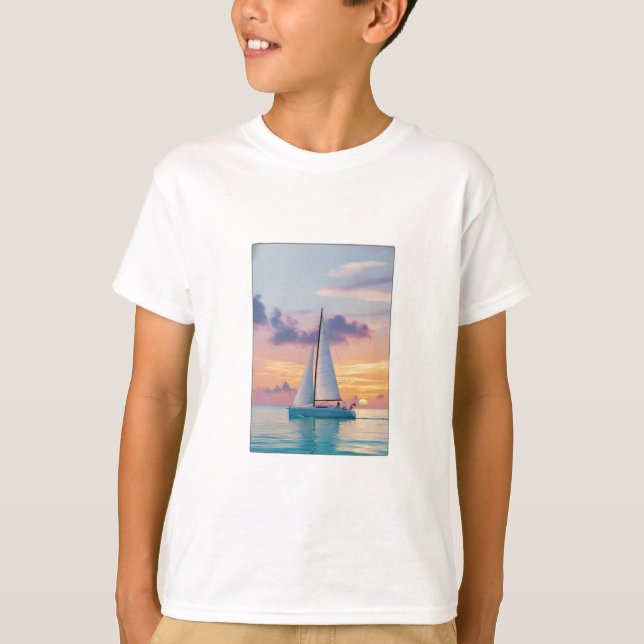 Camiseta Um veleiro a planar no oceano (Frente)