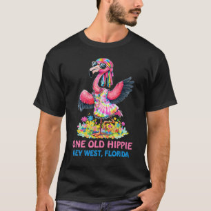Camiseta Um Velho Hippie Groovy Tie Dye Flamingo Key West