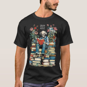 Camiseta Um Velho Lendo Com Palavras "Cultive Sua Mente"
