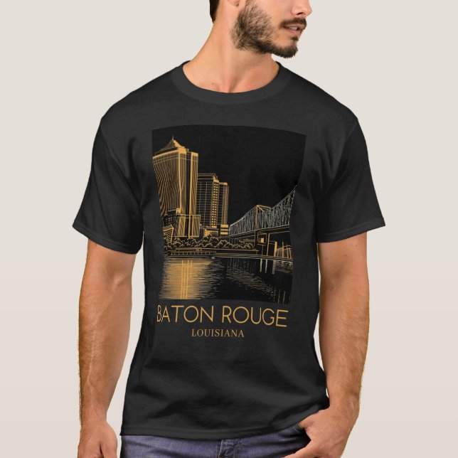 Camiseta Um Viagem de Arte de Baton Rouge 3 (Frente)