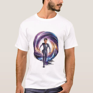 Camiseta Um viajante de tempo atravessando um portal, com s