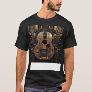 Camiseta Um Violão Acústico Retrofuturístico
