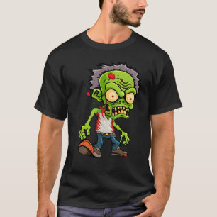 Camiseta Um Zombie Verde Assustador no Estilo de Cartoon
