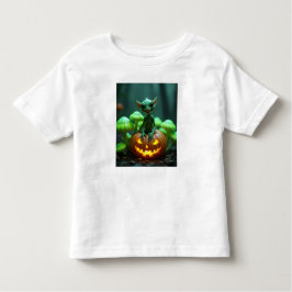 Camiseta Uma abóbora verde e uma alienígena de halloween