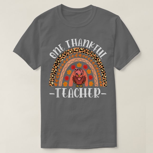 Camiseta Uma Ação de Graças do Professor Leopard Rainbow (Frente do Design)