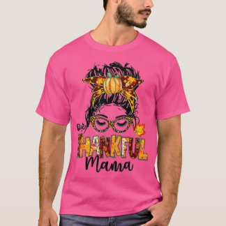 Camiseta Uma agradecida mamãe Engraçada Pumpkin Messy Bun G