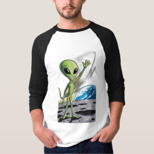 Camiseta Uma alienígena amigável acenando