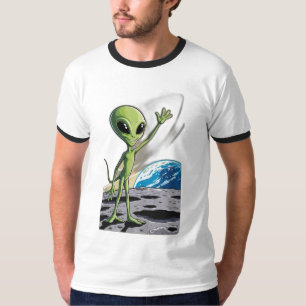 Camiseta Uma alienígena amigável acenando