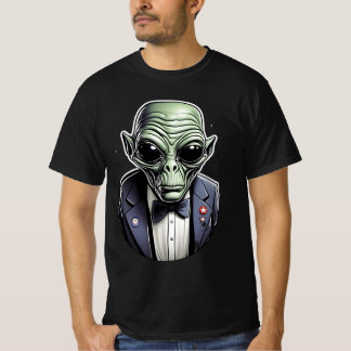 Camiseta Uma alienígena vestida de terno.