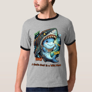 Camiseta Uma Alma Gentil em uma Máscara Selvagem Tubarão Fo