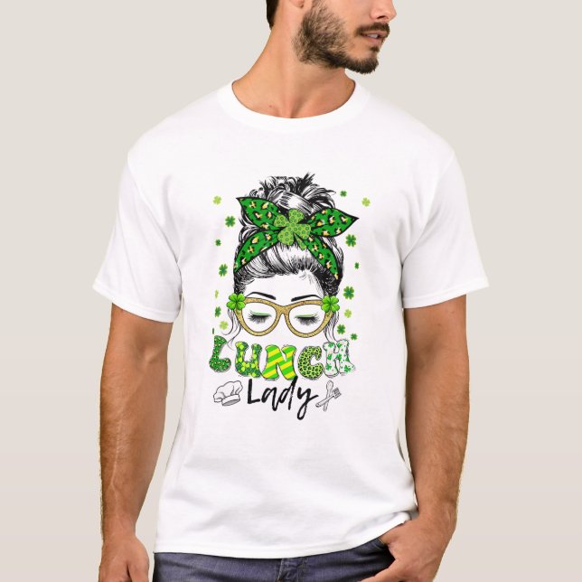 Camiseta Uma Almoça Sortuda Lady Shamrock Mensagem Bun Funn (Frente)
