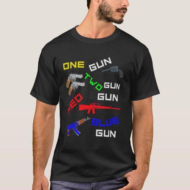 Camiseta Uma Arma Vermelha de Armas Azul (Frente)