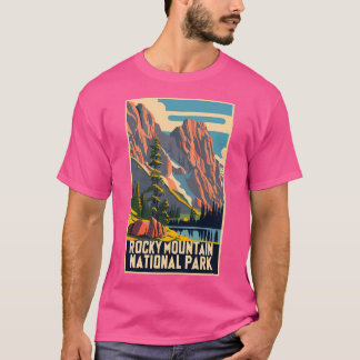 Camiseta Uma Arte Viagens vintage Do Rocky Mountain Nationa